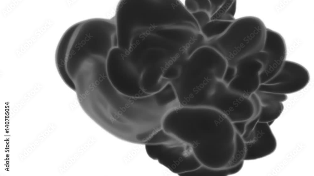 Poster close-up black ink or smoke with alpha mask underwater move in slow motion. vfx cloud of ink for tra