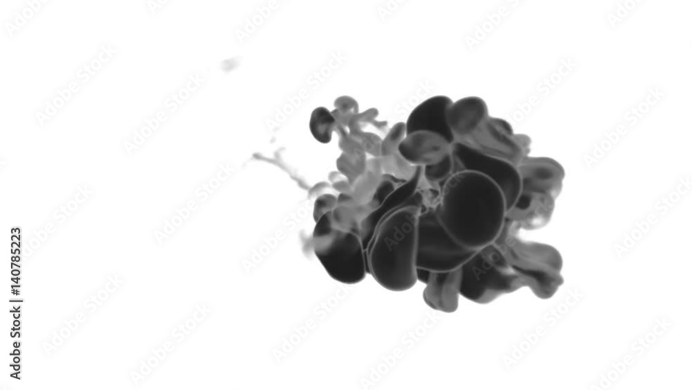 Poster abstract black ink or smoke background with alpha mask. vfx cloud of ink for transitions, background