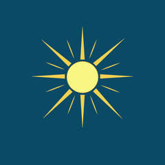 The sun sign on blue background