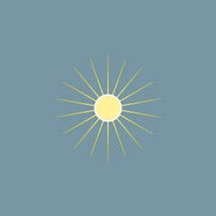 The sun sign on blue background
