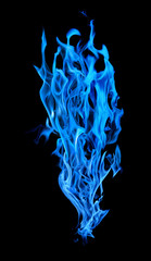isolated blue fire spark on black background
