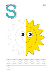 Half trace game for letter S. Sun.