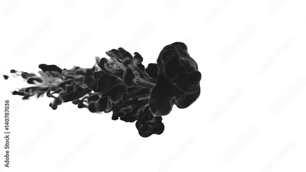 Poster abstract black ink or smoke background with alpha mask. vfx cloud of ink for transitions, background