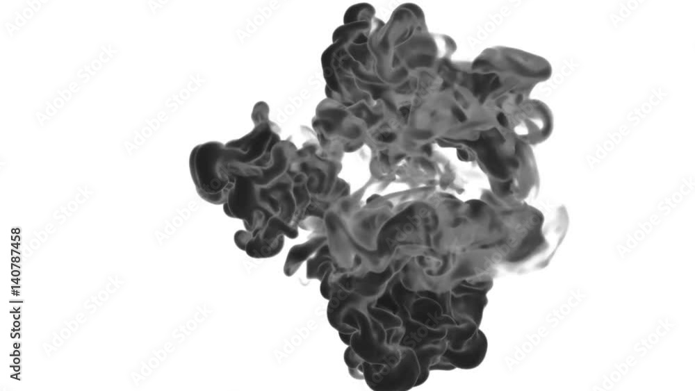Poster abstract black ink or smoke background with alpha mask. vfx cloud of ink for transitions, background