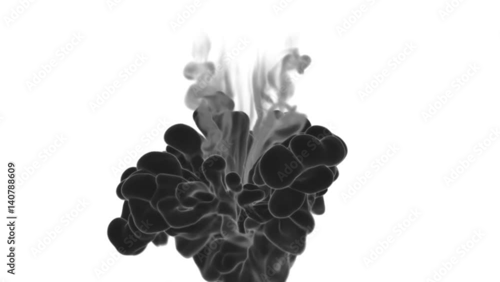 Poster abstract black ink or smoke background with alpha mask. vfx cloud of ink for transitions, background