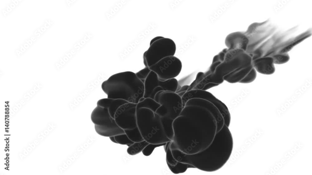 Poster abstract black ink or smoke background with alpha mask. vfx cloud of ink for transitions, background