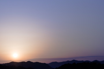 Dawn mountains' silhouette