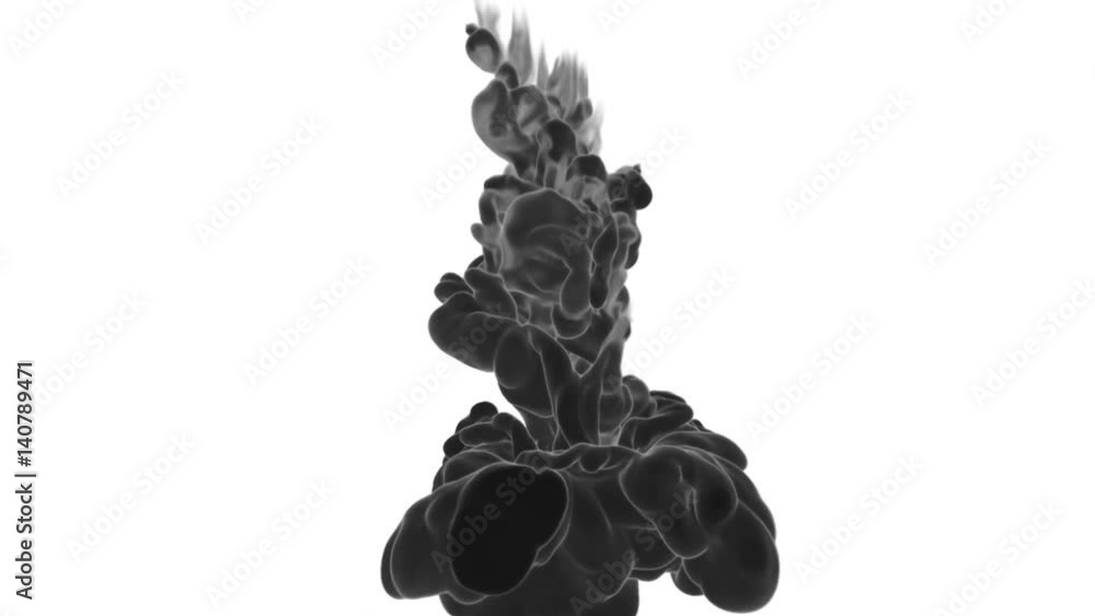 Poster 3d render black ink in water or smoke with alpha mask for motion effects and compositing. beautiful 