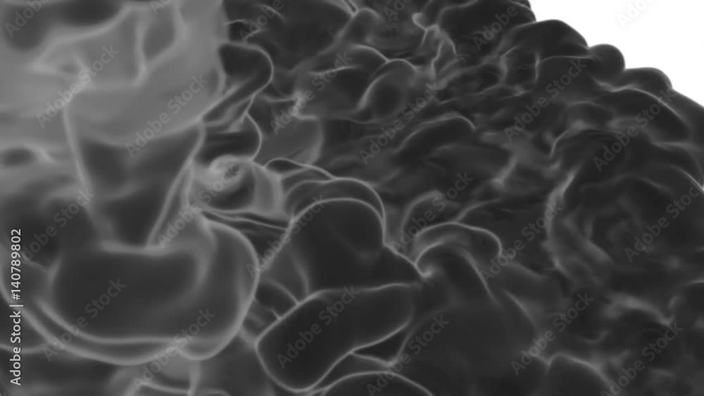 Poster 3d render black ink in water or smoke with alpha mask for motion effects and compositing. beautiful 