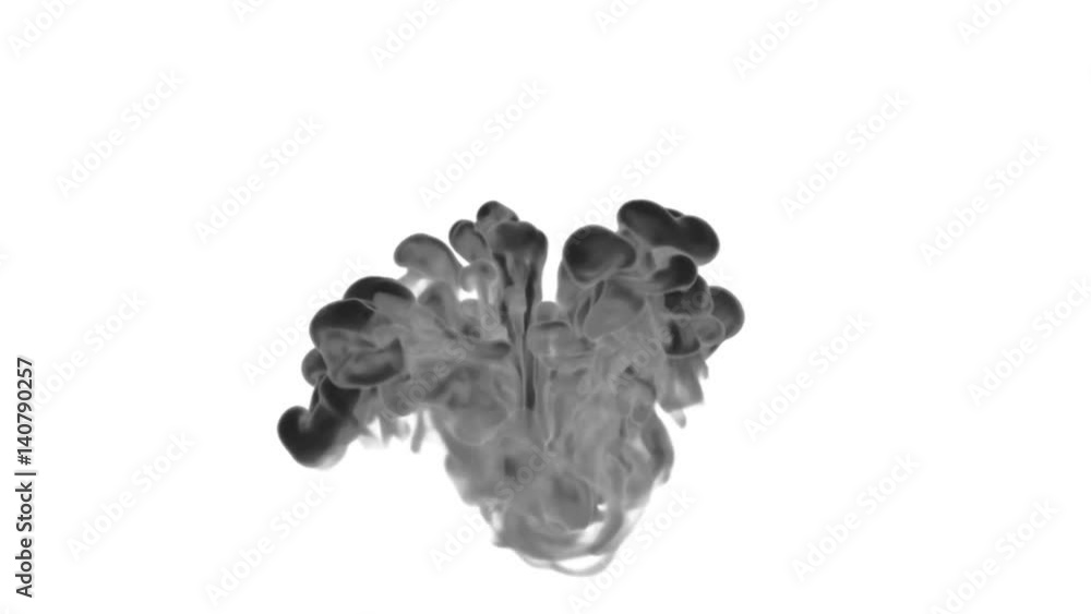 Poster 3d render black ink in water or smoke with alpha mask for motion effects and compositing. beautiful 