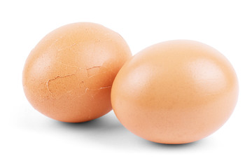 Single brown chicken egg isolated on white
