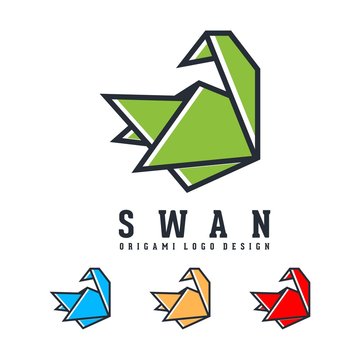 Swan Logo, Swan Design Origami Logo Vector