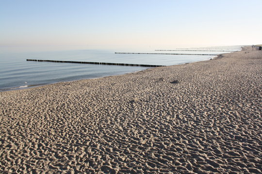 Sandy beach with sea and beach bune