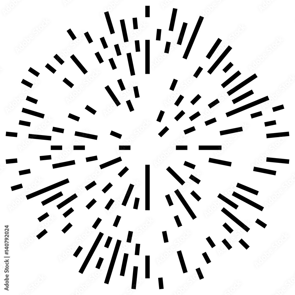 Fototapete random radial lines explosion effect. radiating stripes circular pattern
