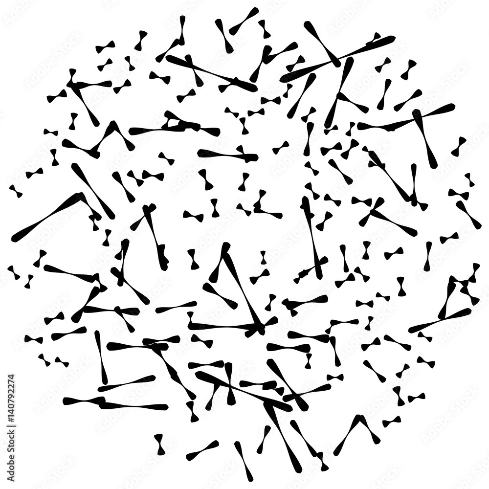 Poster chaotic random scattered shapes. abstract geometric pattern