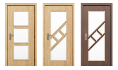 Naklejka premium wooden door isolated on white background