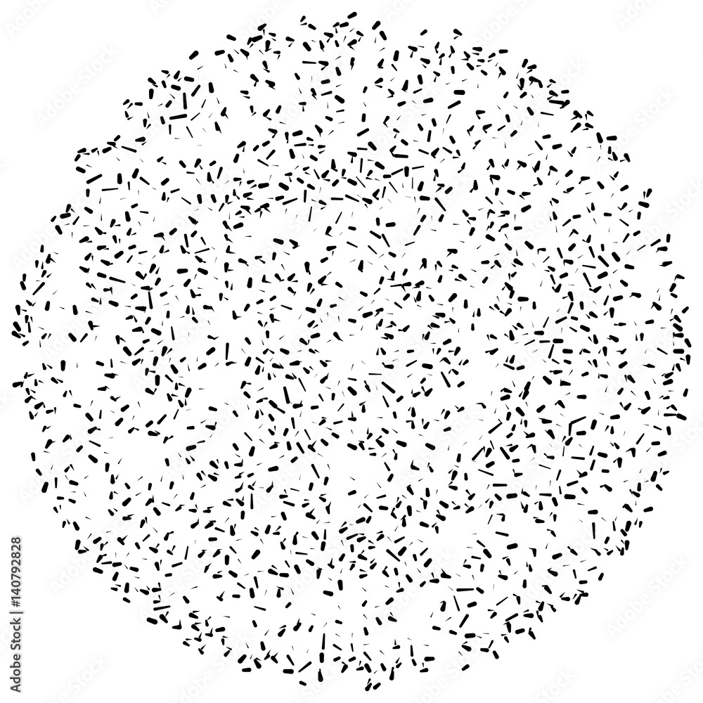 Poster Chaotic random scattered shapes. Abstract geometric pattern