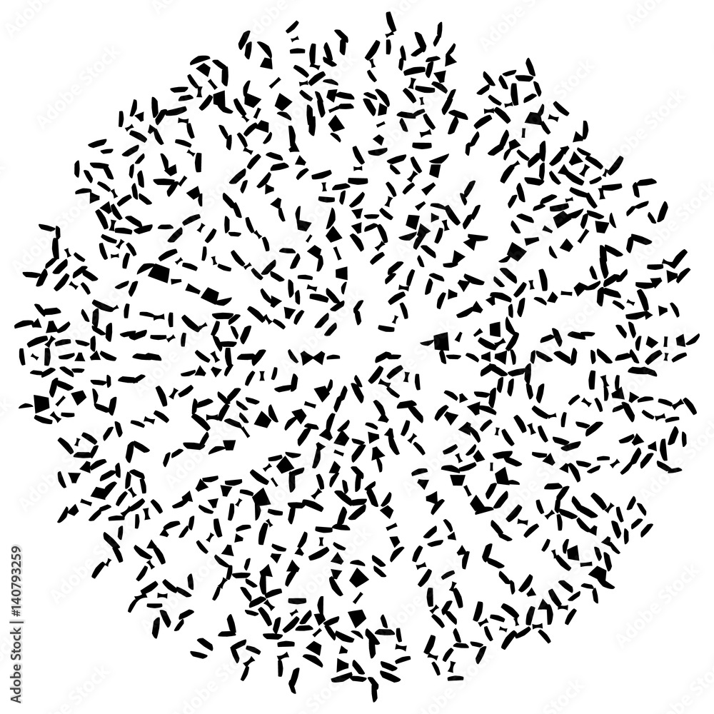Poster chaotic random scattered shapes. abstract geometric pattern