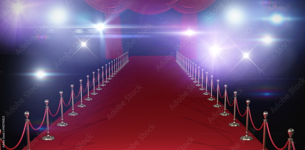 Poster composite image of curtains of red color