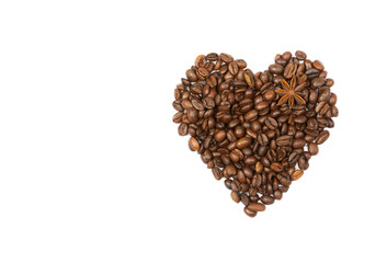 Heart made of coffee beans