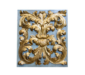 Beautiful Italian traditional interior ornament made of gold and wood, isolated on white.