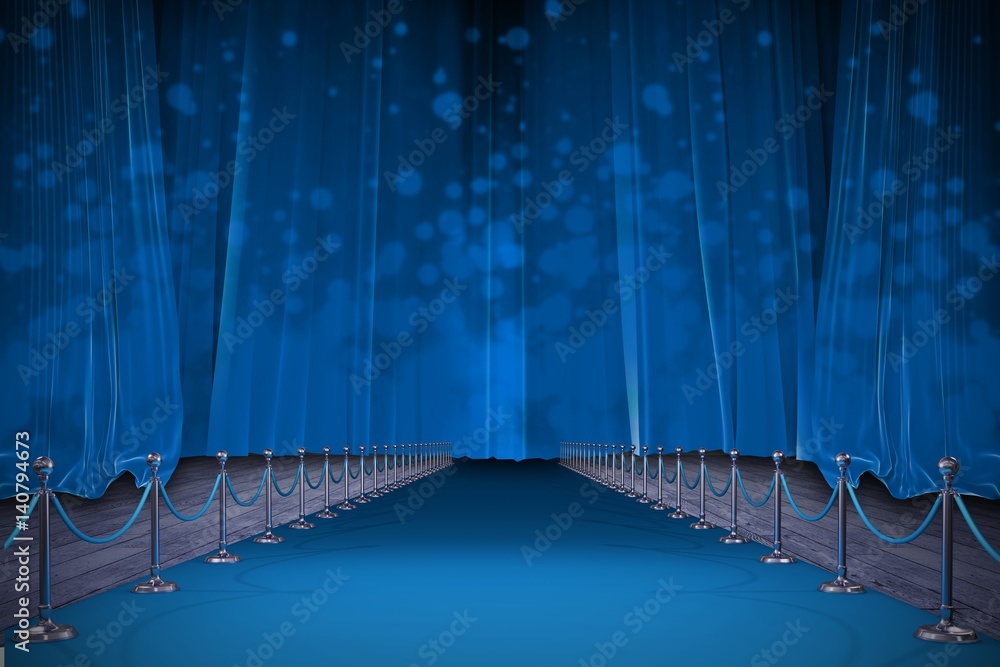 Poster composite image of digitally generated image of blue carpet