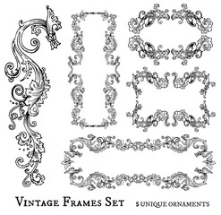 Vintage frames set, detailed and ornated