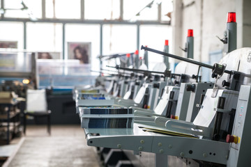 stitching and trimming line in the printing-house