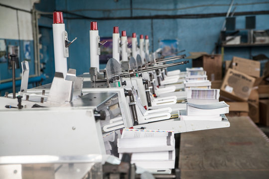 stitching and trimming line in the printing-house