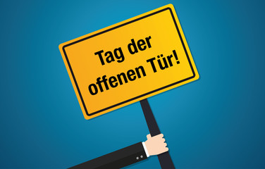 Tag der offenen Tür Schild Flat Design
