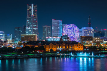 Night view of Yokohama Minato Mirai - 横浜みなとみらいの夜景１