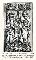 Fototapeta na wymiar Tomb of Emperor Henry II and Empress Cunigunde in Bamberg Cathedral by Tilman Riemenschneider (from Meyers Lexikon, 1895, 7/832/833)