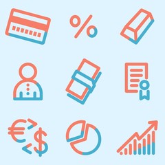 Money icons set, signs for infographics, web, presentation