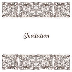 invitation with grapes ornament border