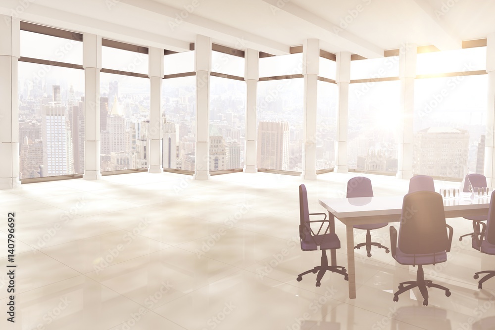 Poster composite image of empty office chairs and table