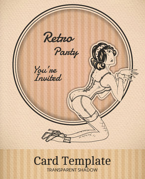 Vector retro pin-up woman illustration for stag or hen party