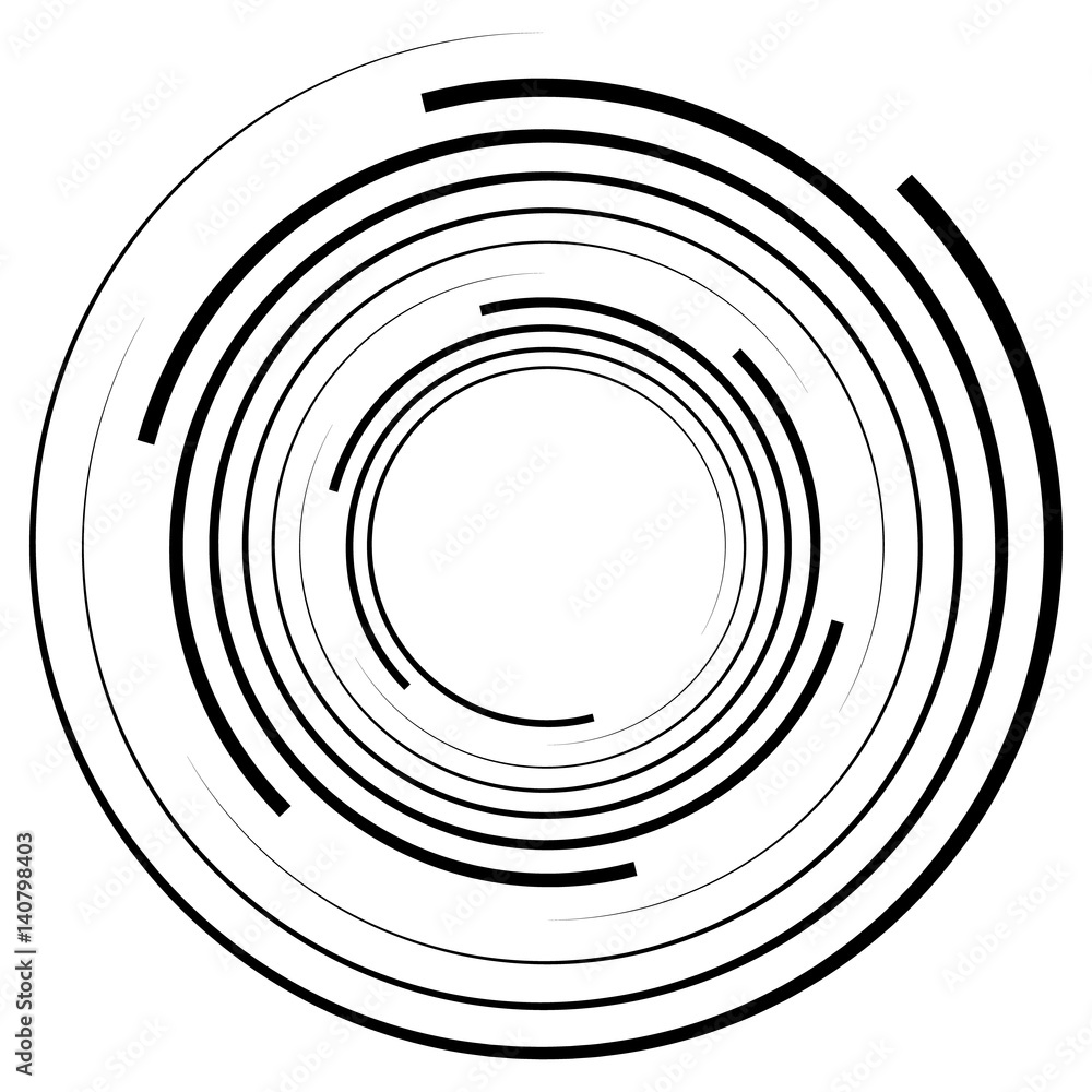 Poster abstract geometric spiral, ripple element with circular, concentric lines. abstract monochrome eleme