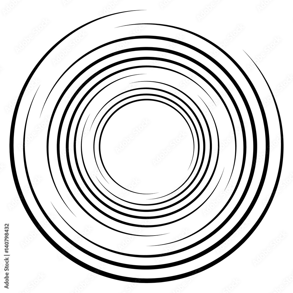 Poster abstract geometric spiral, ripple element with circular, concentric lines. abstract monochrome eleme