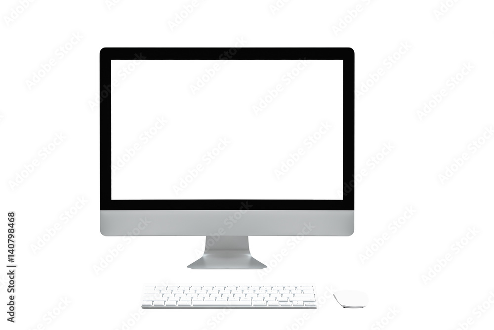 Poster Modern computer laptop isolate with clipping mask on white background for mockup ,3D rendering
