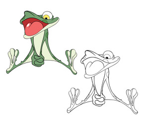 Obraz premium Illustration of a Cute Green Frog. Cartoon Character