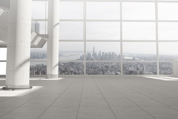 Windows overlooking city