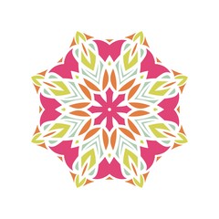Kaleidoscope big bud. Oriental pattern illustration. Flower background