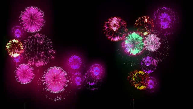 4K firework. Holidays fireworks. CG, 3d render. Version 31.