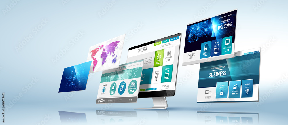 Poster web design template. vector
