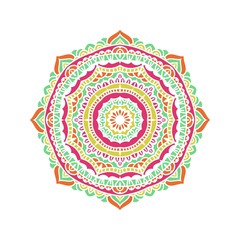 Kaleidoscope big bud. Oriental pattern illustration. Flower background