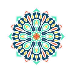 Kaleidoscope big bud. Oriental pattern illustration. Flower background