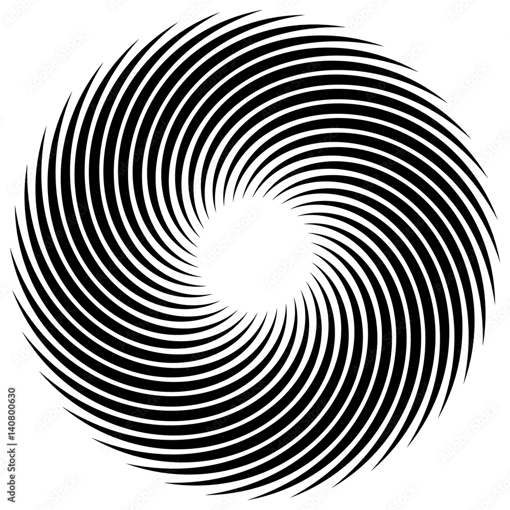 Poster abstract geometric spiral, ripple element with circular, concentric lines. abstract monochrome eleme