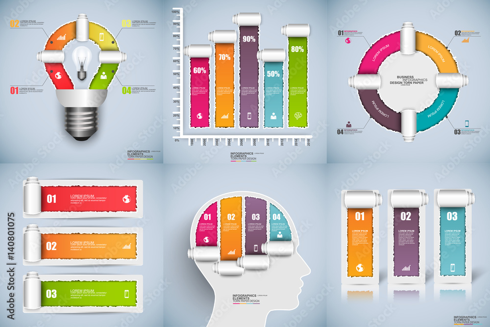 Poster infographic torn paper data visualization