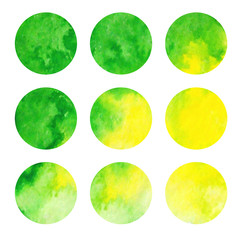 Watercolor set of circles