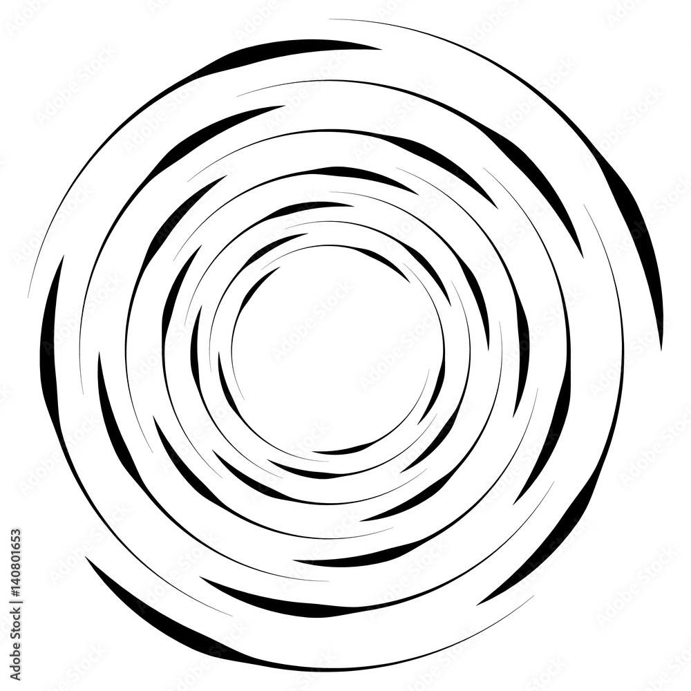 Poster abstract geometric spiral, ripple element with circular, concentric lines. abstract monochrome eleme